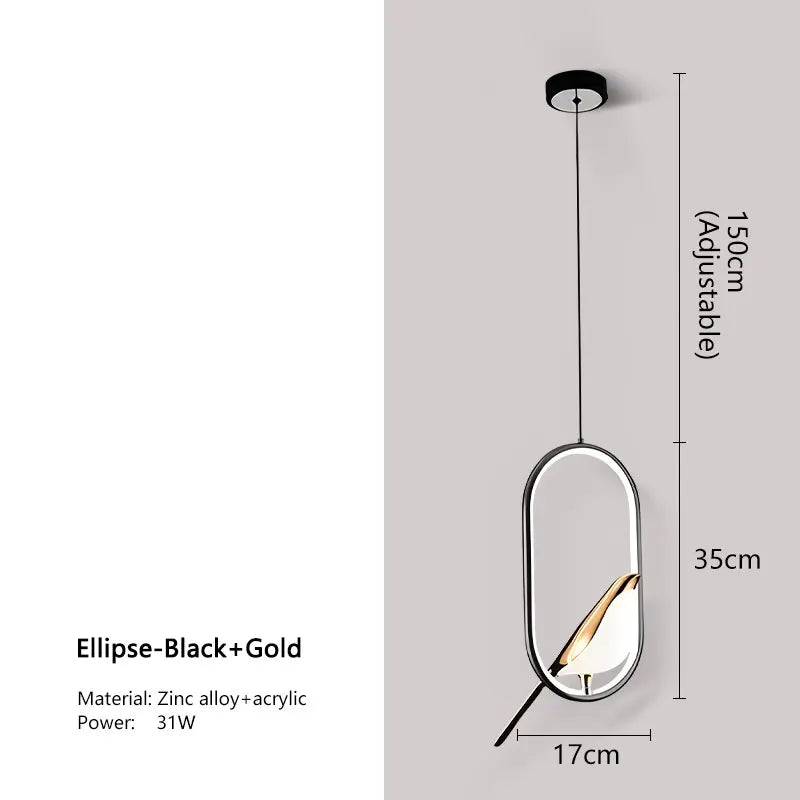 Magpie Bird Pendant Lamp