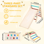 SEDOL 7-in-1 Montessori Wooden Climbing Frame Foldable Indoor Play Gym with Slide and Adjustable Arch Toddler Activity Center for Motor Skills and Balance