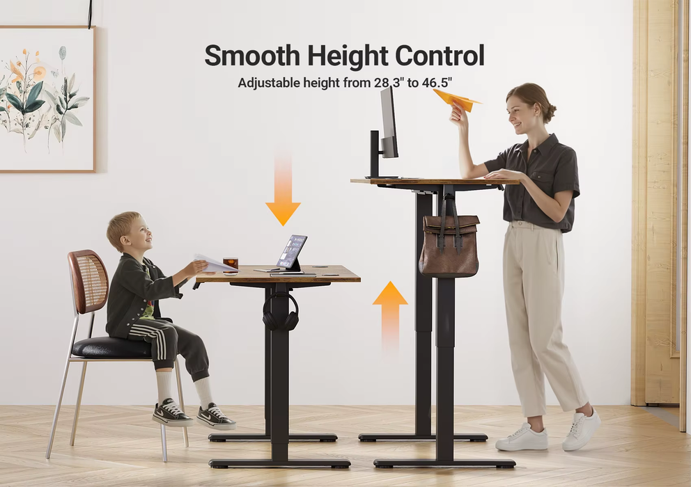 SEDOL Electric Standing Desk 120x60cm Height Adjustable Sit-to-Stand Computer Desk with Smart Memory Presets and Accessory Hooks Home Office Ergonomic Workstation