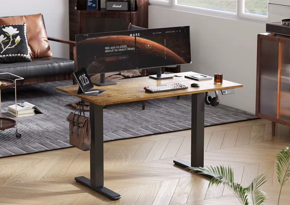 SEDOL Electric Standing Desk 120x60cm Height Adjustable Sit-to-Stand Computer Desk with Smart Memory Presets and Accessory Hooks Home Office Ergonomic Workstation