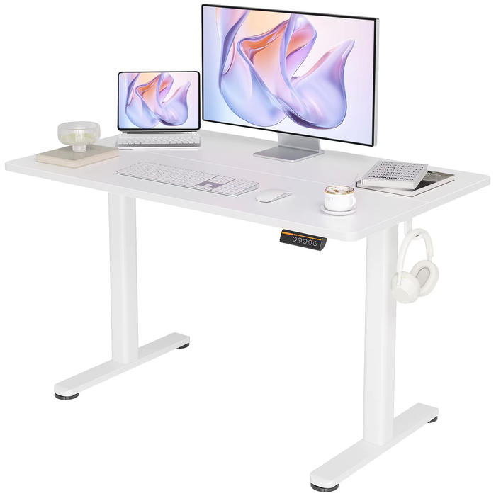 SEDOL Electric Standing Desk 120x60cm Height Adjustable Sit-to-Stand Computer Desk with Smart Memory Presets and Accessory Hooks Home Office Ergonomic Workstation