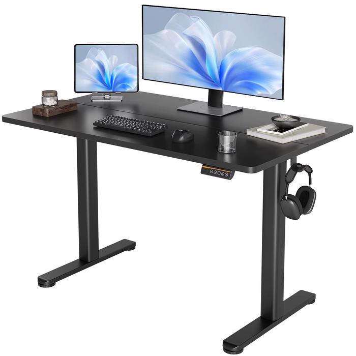 SEDOL Electric Standing Desk 120x60cm Height Adjustable Sit-to-Stand Computer Desk with Smart Memory Presets and Accessory Hooks Home Office Ergonomic Workstation