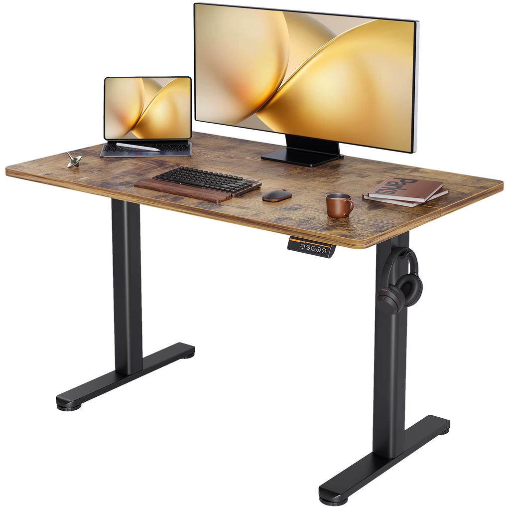 SEDOL Electric Standing Desk 120x60cm Height Adjustable Sit-to-Stand Computer Desk with Smart Memory Presets and Accessory Hooks Home Office Ergonomic Workstation