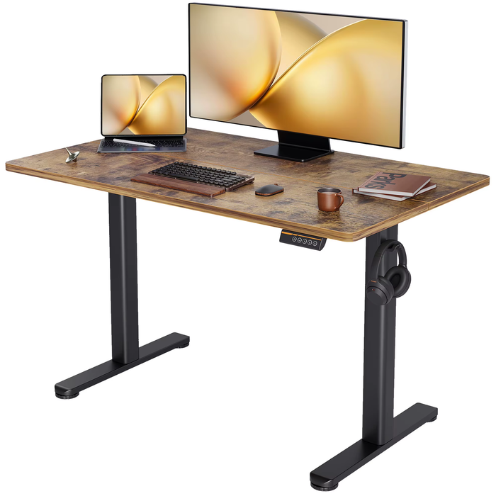 SEDOL Electric Standing Desk 120x60cm Height Adjustable Sit-to-Stand Computer Desk with Smart Memory Presets and Accessory Hooks Home Office Ergonomic Workstation