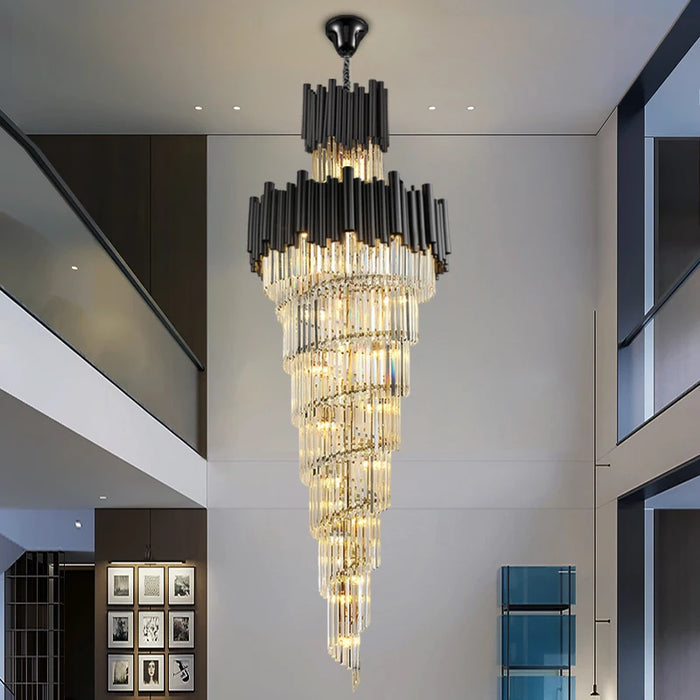 Black Crystal Staircase Chandelier