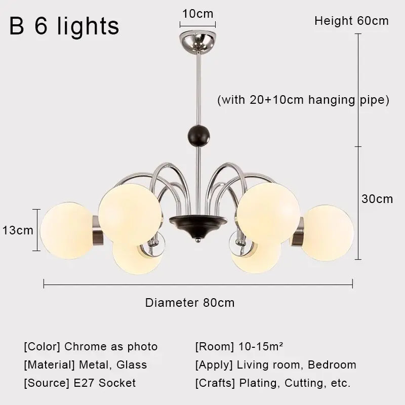Nordic Chrome Glass Ball Chandelier