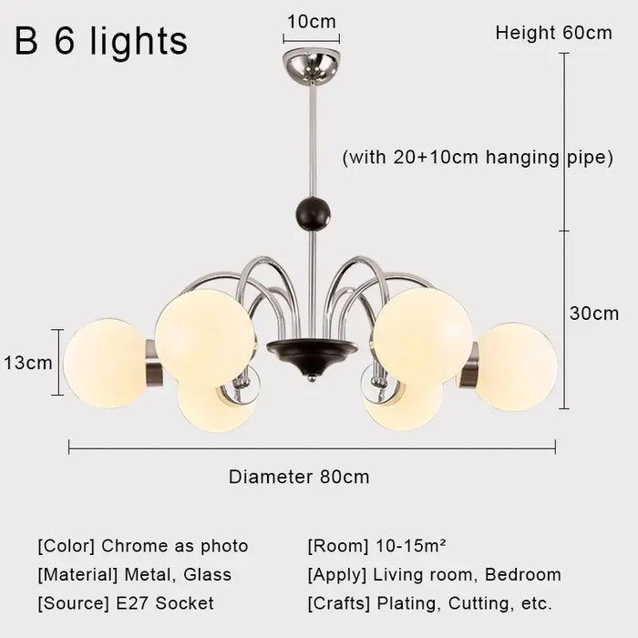 Nordic Chrome Glass Ball Chandelier