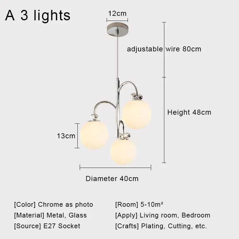 Nordic Chrome Glass Ball Chandelier