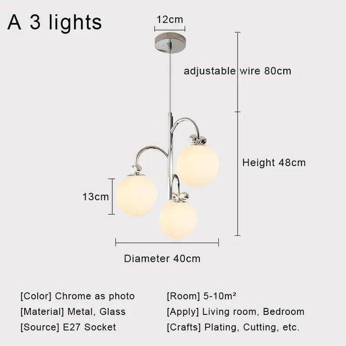 Nordic Chrome Glass Ball Chandelier