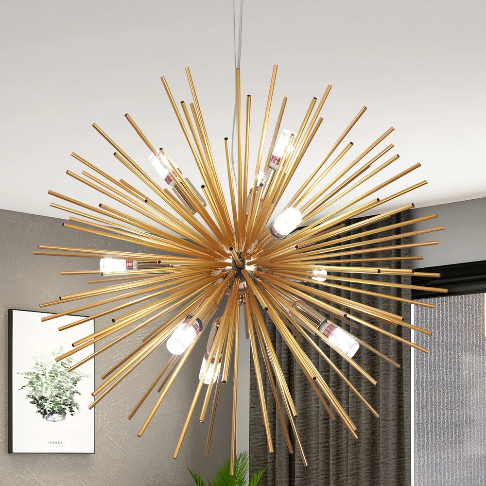 Modern Aluminum Dandelion Pendant Light Sputnik Hedgehog Led Ceiling Lamp Chandelier Nordic Decor Living Dining Room Fixture