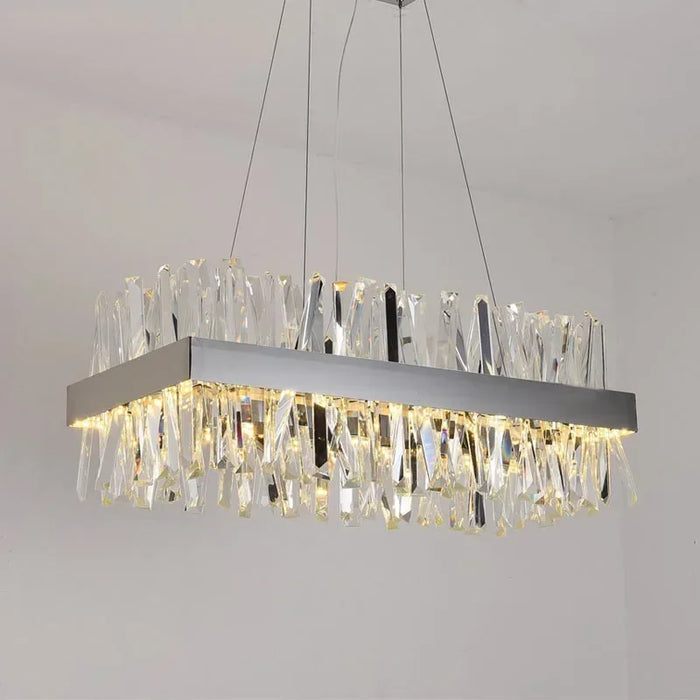 Rectangular Gold Crystal Chandelier