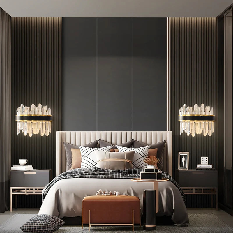 Black & Gold Crystal Wall Lamp