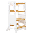 SEDOL 3-Level Adjustable Montessori Learning Tower for Toddlers 12+ Months Stable Wooden Kitchen Helper Stool with Anti-Wobble Stabilizers and Reinforced Safety Bars – Natural Pine