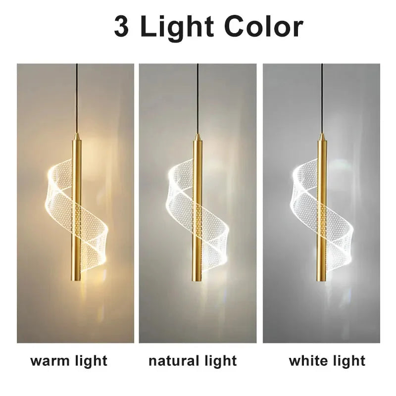 Golden Spiral Pendant Light