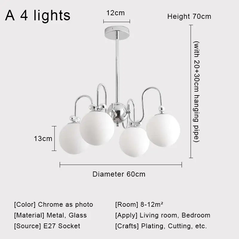 Nordic Chrome Glass Ball Chandelier