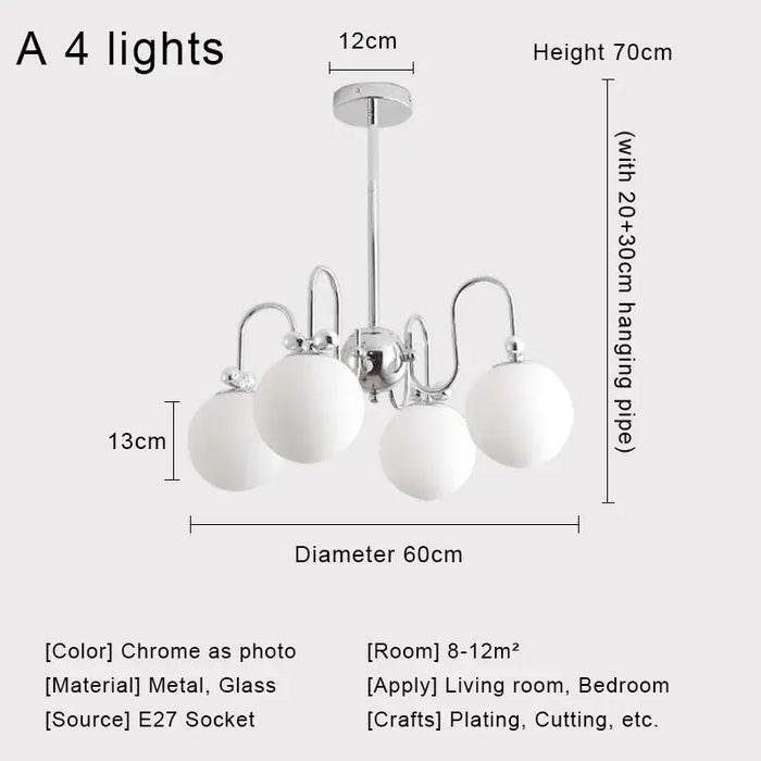 Nordic Chrome Glass Ball Chandelier