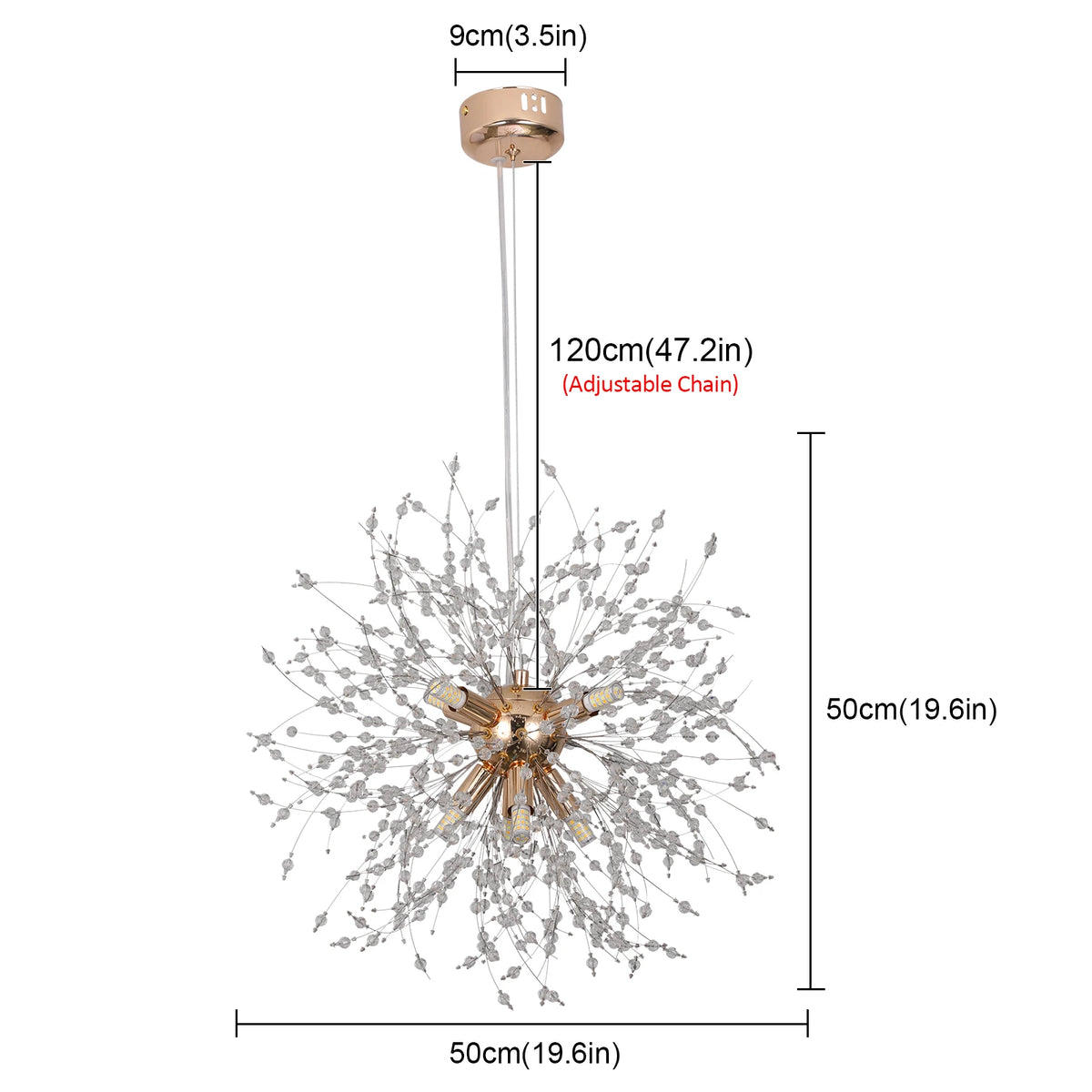 Modern Aluminum Dandelion Pendant Light Sputnik Hedgehog Led Ceiling Lamp Chandelier Nordic Decor Living Dining Room Fixture