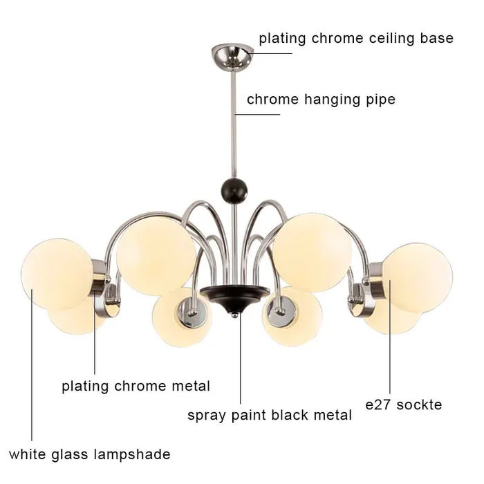 Nordic Chrome Glass Ball Chandelier