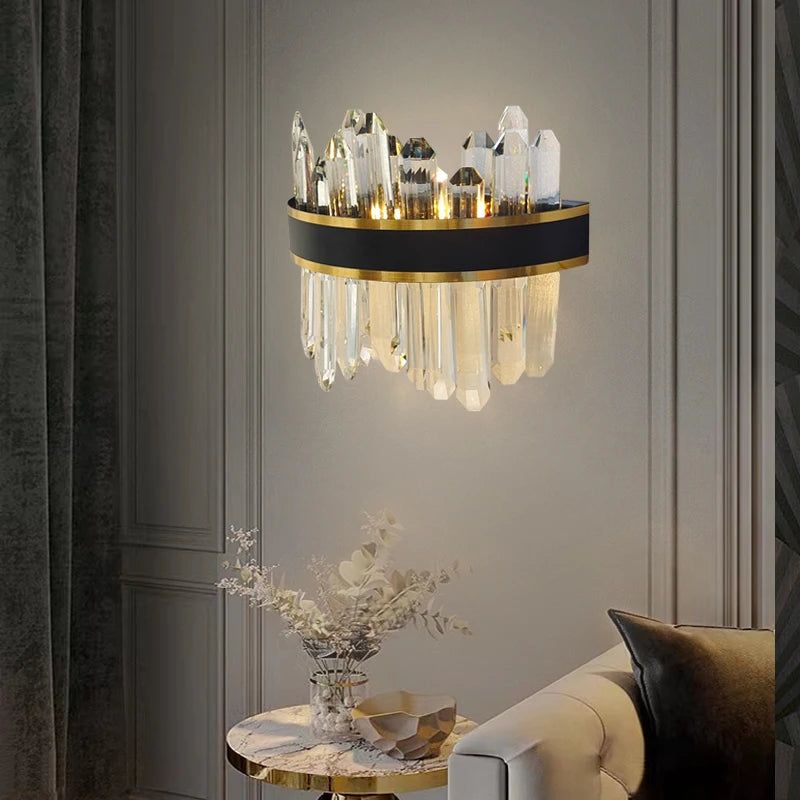 Black & Gold Crystal Wall Lamp