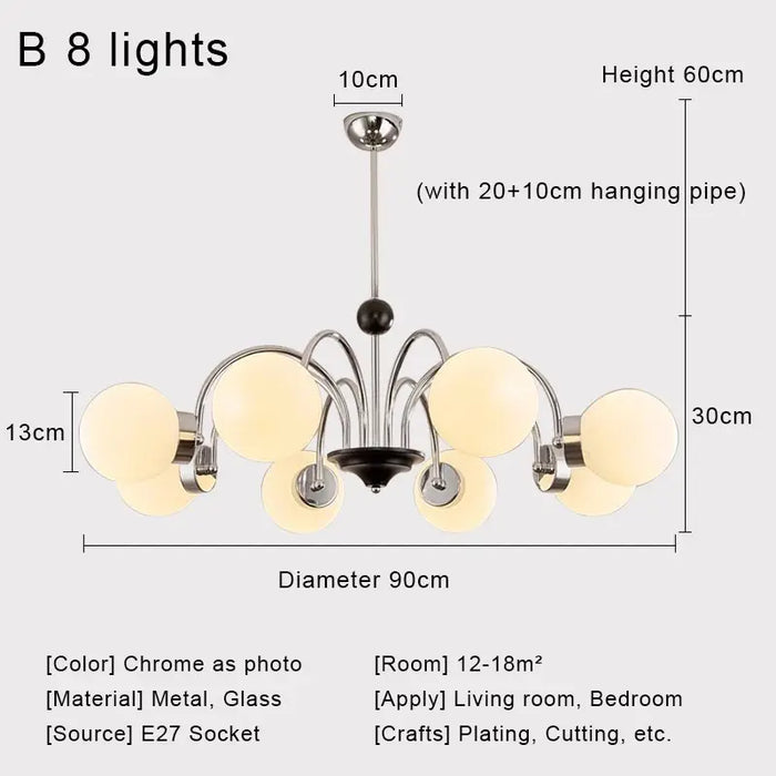 Nordic Chrome Glass Ball Chandelier