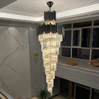 Black Crystal Staircase Chandelier