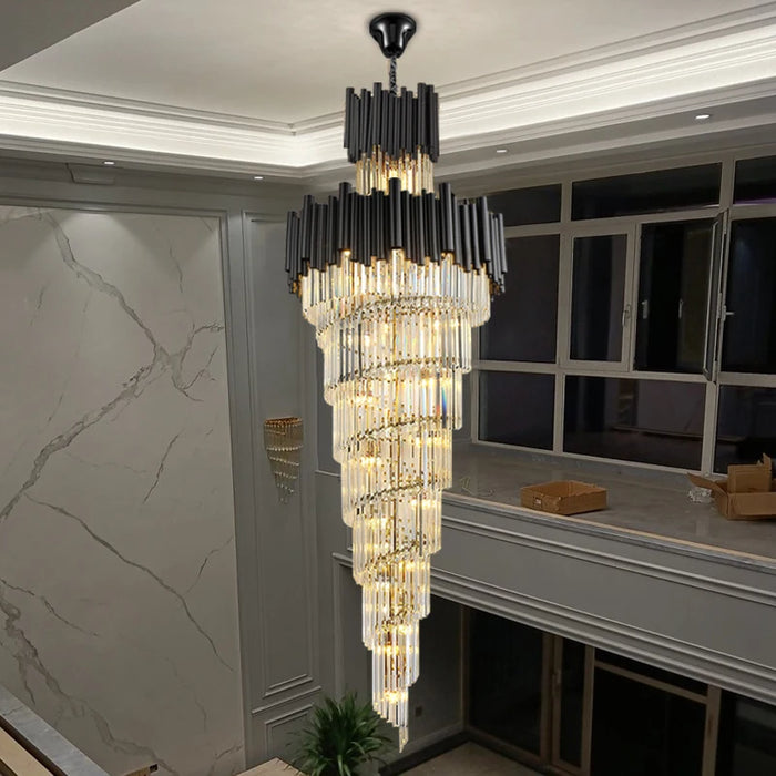 Black Crystal Staircase Chandelier