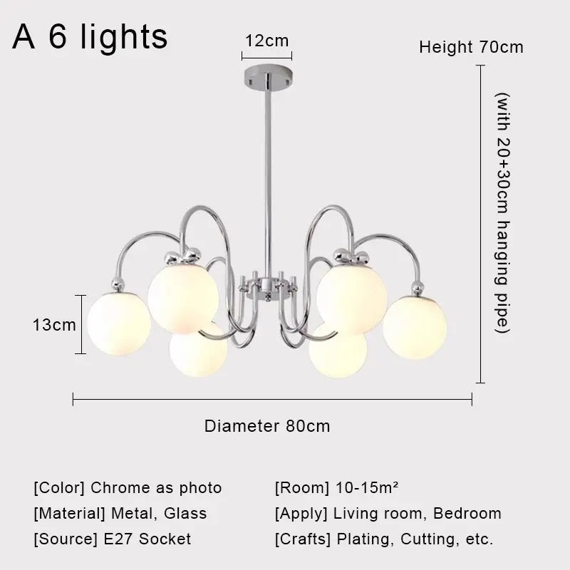 Nordic Chrome Glass Ball Chandelier