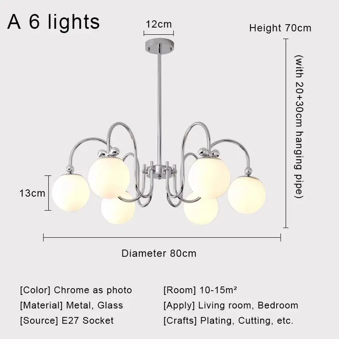 Nordic Chrome Glass Ball Chandelier