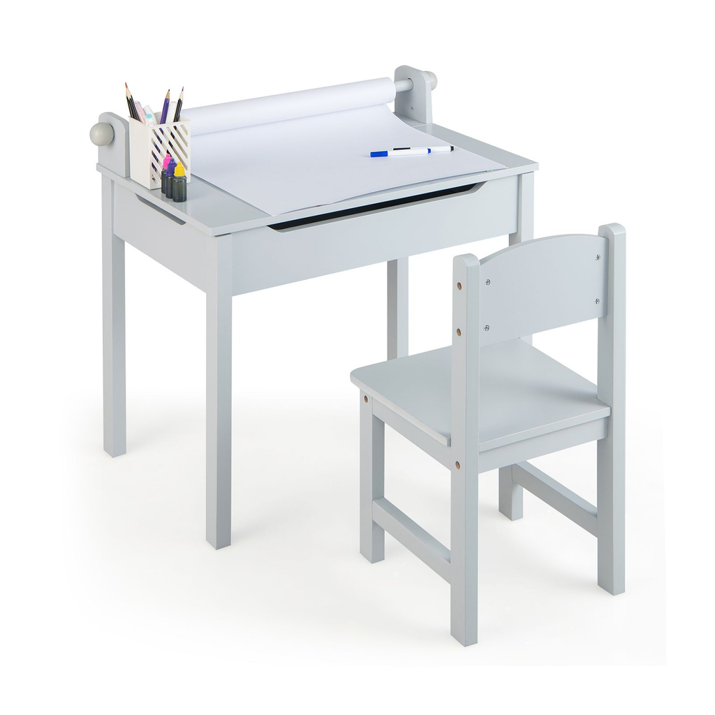 Toddler Activity Table with Chair with Storage and Paper Roll Holder