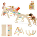 SEDOL 5-in-1 Montessori Triangle Climbing Set | Solid Beech Wood Indoor Gym with Climbing Arch, Rocker, and Double-Sided Slide Ramp | ASTM Certified Toddler Activity Playset for Ages 1+