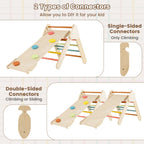 SEDOL 5-in-1 Montessori Triangle Climbing Set | Solid Beech Wood Indoor Gym with Climbing Arch, Rocker, and Double-Sided Slide Ramp | ASTM Certified Toddler Activity Playset for Ages 1+