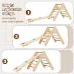SEDOL 5-in-1 Montessori Triangle Climbing Set | Solid Beech Wood Indoor Gym with Climbing Arch, Rocker, and Double-Sided Slide Ramp | ASTM Certified Toddler Activity Playset for Ages 1+