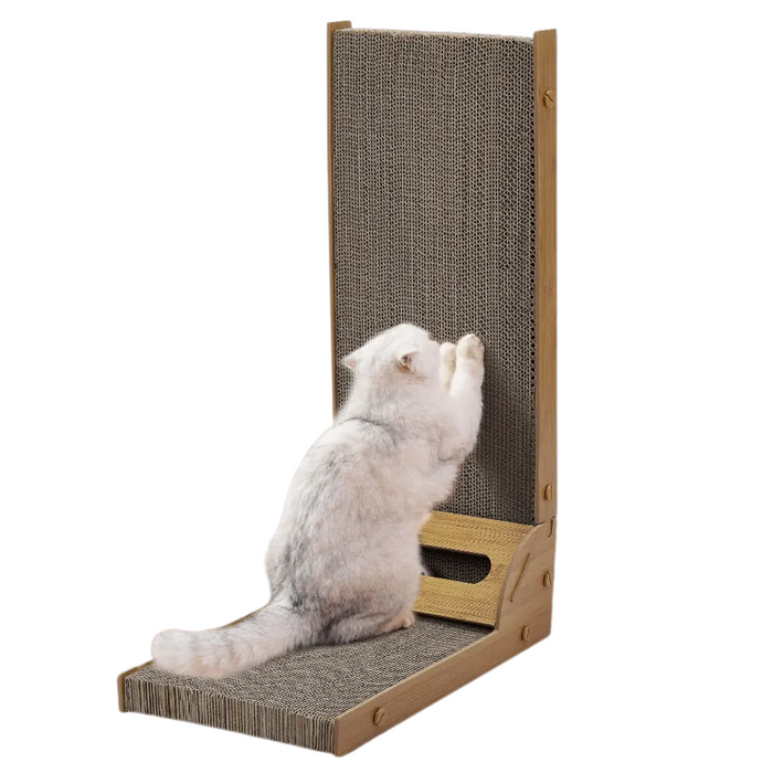 L-Shaped Cat Scratching Board – Sturdy Corrugated Cardboard Cat Scratcher