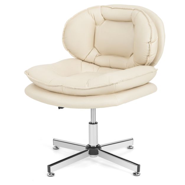 SEDOL Armless Office Chair with Double-Padded Cloud Cushioning | 60cm Extra-Wide Swivel Task Chair | Heavy-Duty 150KG Capacity Criss-Cross Metal Base | Breathable Leathaire Fabric