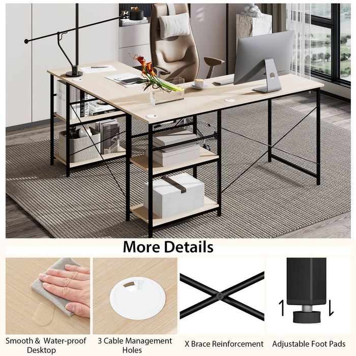 SEDOL 2-in-1 Industrial L-Shaped Desk Transformable 2-Person Double Workstation