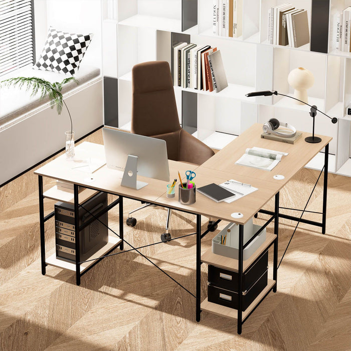 SEDOL 2-in-1 Industrial L-Shaped Desk Transformable 2-Person Double Workstation