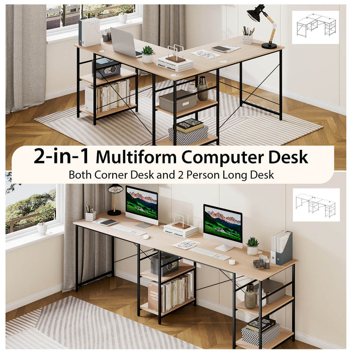 SEDOL 2-in-1 Industrial L-Shaped Desk Transformable 2-Person Double Workstation