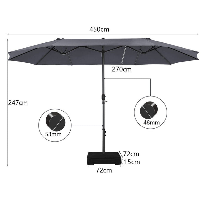 4.5m Double-Sided Outdoor Garden Parasol
