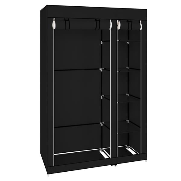 67" Portable Clothes Wardrobe – Fabric Closet with Hanging Rod (Black)