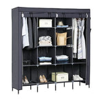 67" Portable Clothes Wardrobe – 12-Shelf Fabric Closet Organiser (Grey)