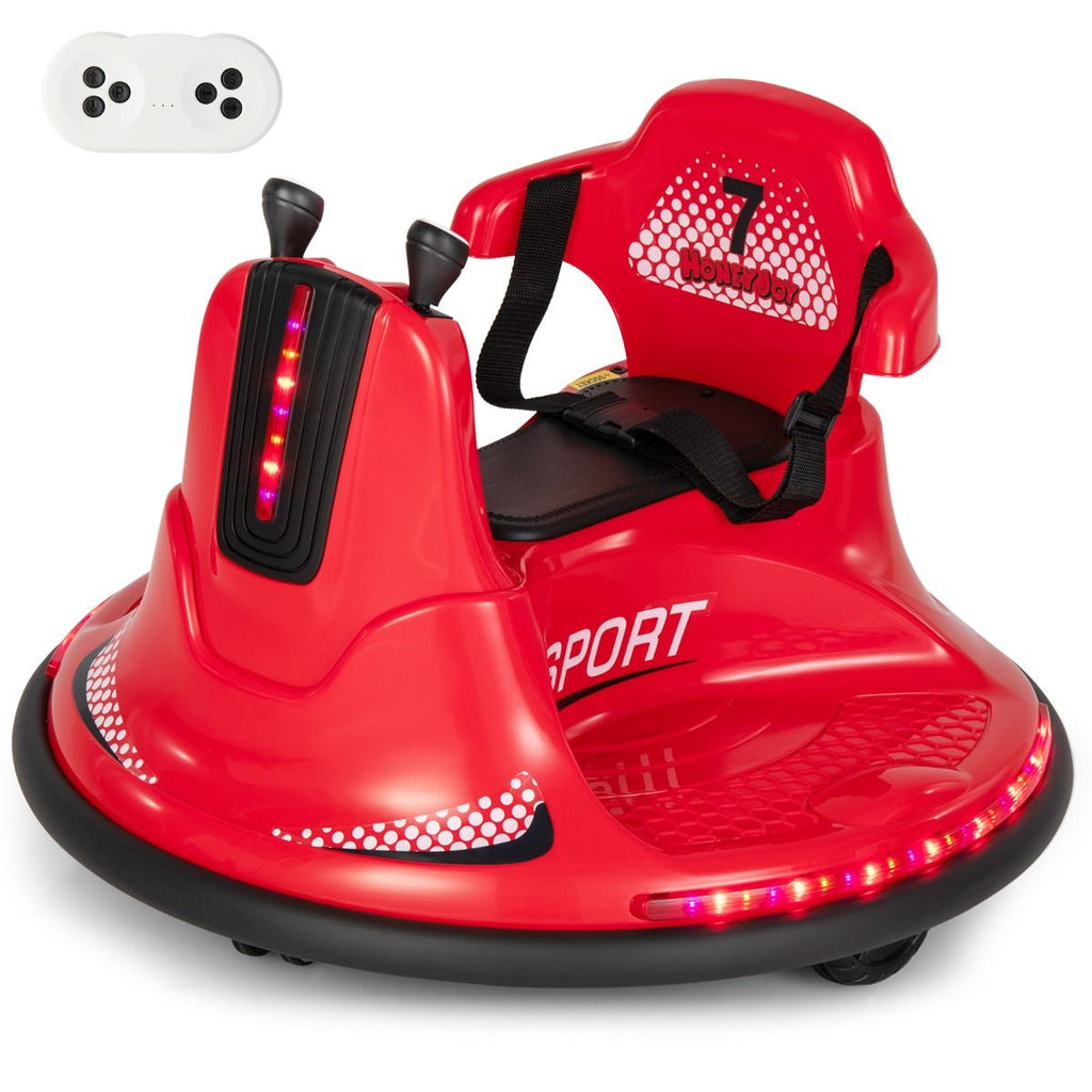SEDOL 12V High-Performance Kids Bumper Car with 360° Zero-Turn Dual Joysticks Parental Remote Control LED Surround Lighting and Integrated USB/Story Hub