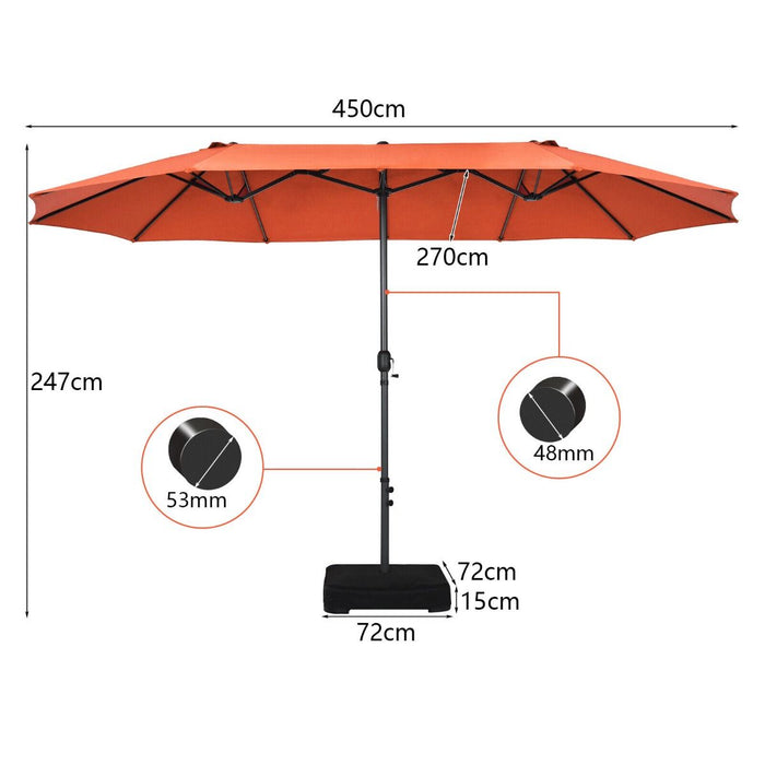 4.5m Double-Sided Outdoor Garden Parasol