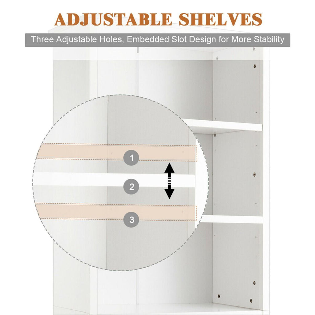 Wooden Tall Bookcase with 3-Tier Storage Cabinet
