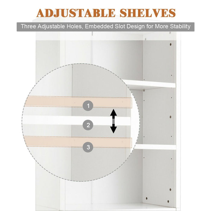 Wooden Tall Bookcase with 3-Tier Storage Cabinet