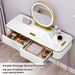 SEDOL White Dressing Table with Gold Metal Legs and LED Lighted Mirror Modern Vanity Desk with 2 Solid Wood Drawers Makeup Table for Elegant Bedroom Decor