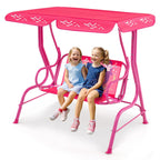 2-Seater Kids Swing Chair with Adjustable Canopy & Safety Belts