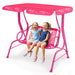 2-Seater Kids Swing Chair with Adjustable Canopy & Safety Belts