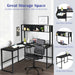 L-Shaped Corner Computer Desk with Storage Bookshelf
