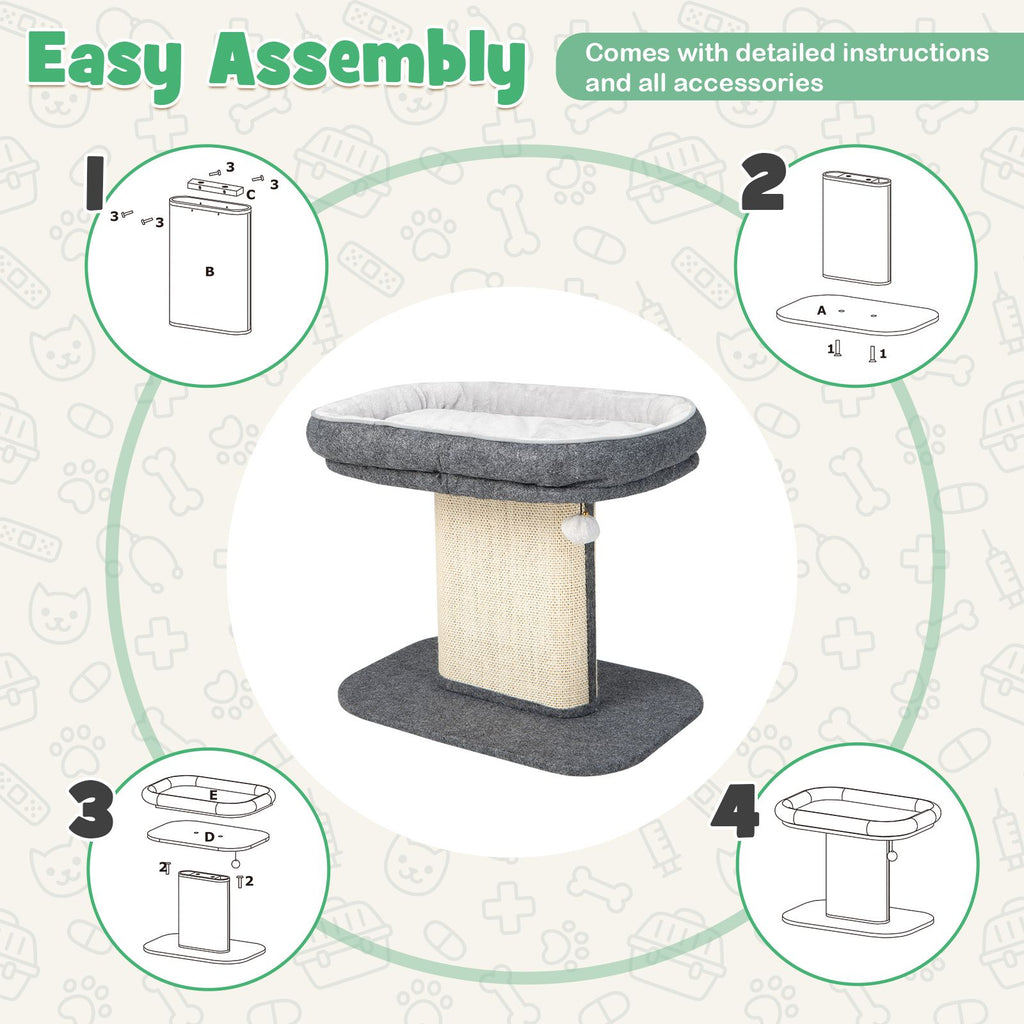 2-Tier Cat Tree with Sleeping Perch Sisal Scratching Plate and Ball