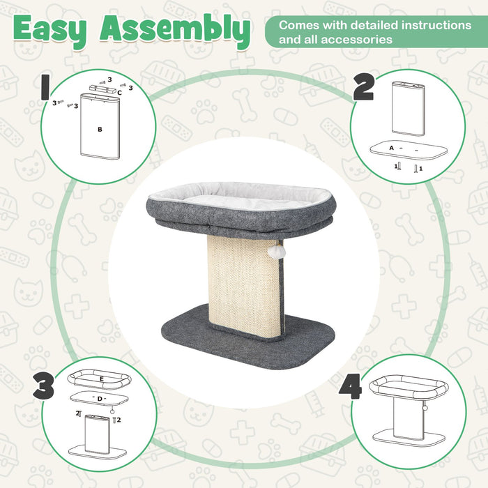 2-Tier Cat Tree with Sleeping Perch Sisal Scratching Plate and Ball